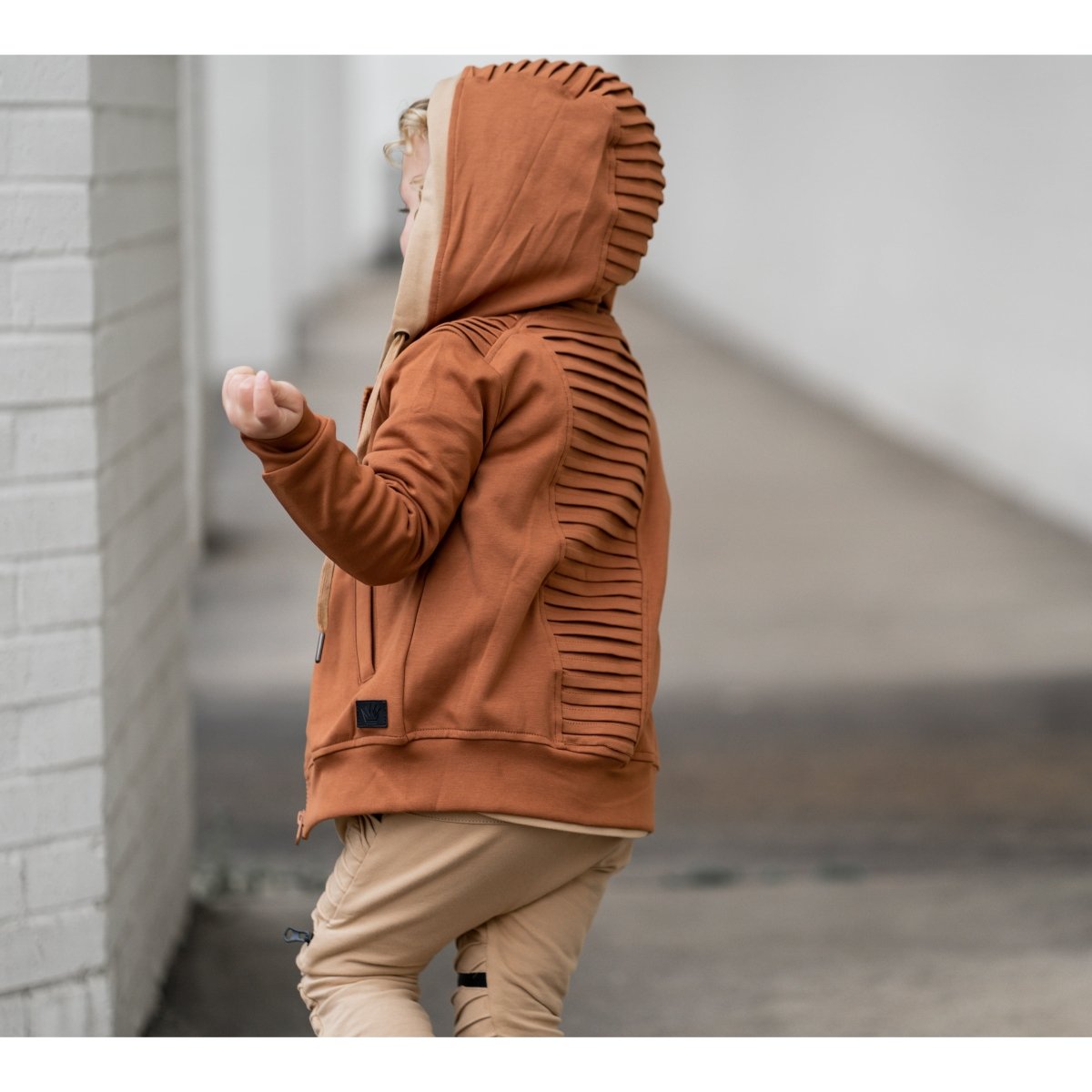 Biker Zip Up Hoodie- Cinnamon - Posh Kiddos