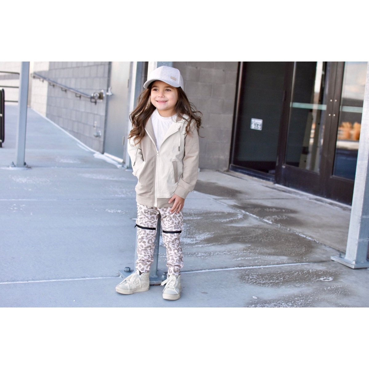Biker Joggers- Tan Leopard - Posh Kiddos
