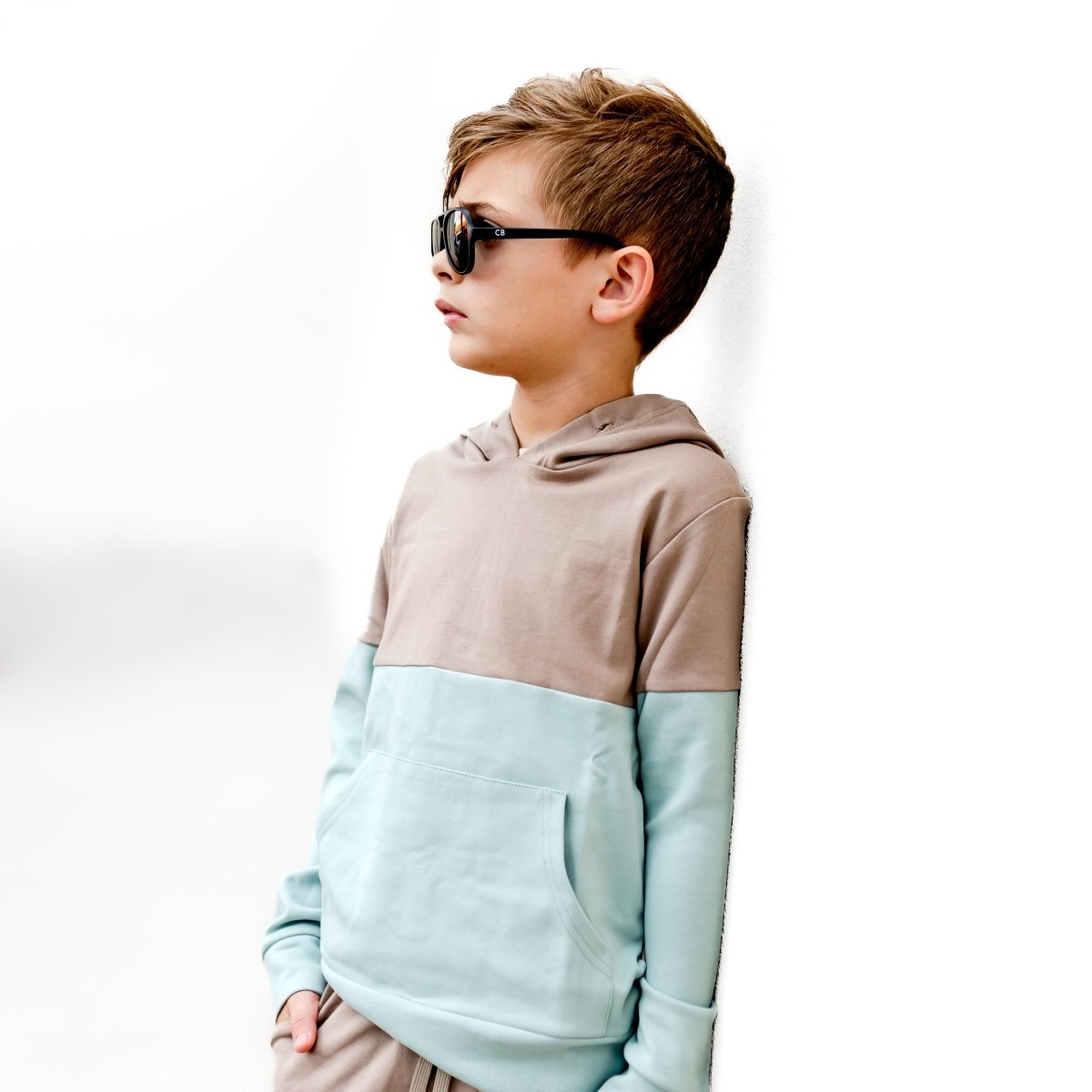 Elevated Hoodie - Taupe Colorblock - Posh Kiddos