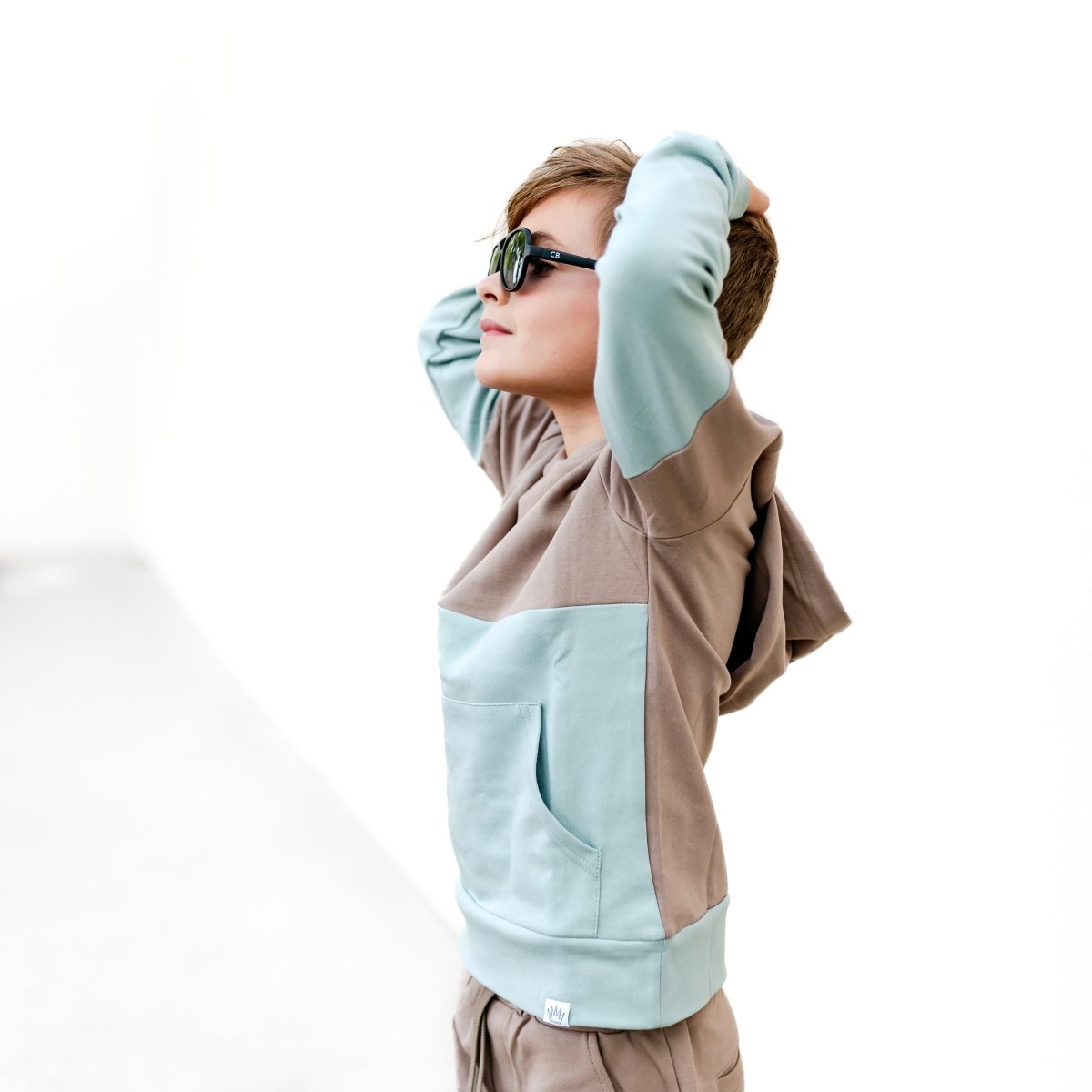 Elevated Hoodie - Taupe Colorblock - Posh Kiddos