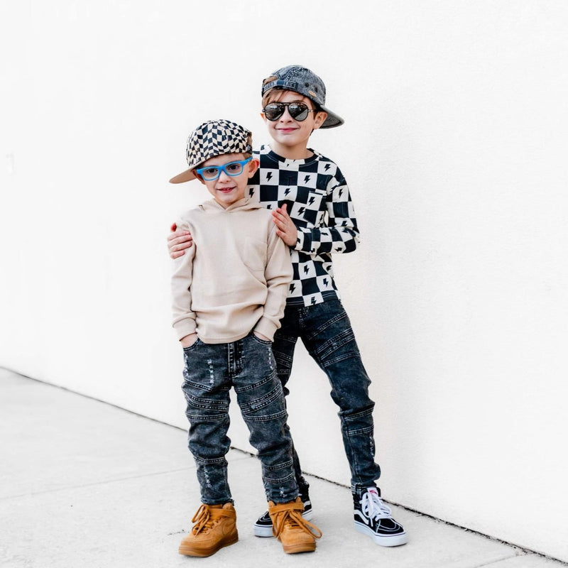 Denim Biker Jeans - Acid Wash - Posh Kiddos