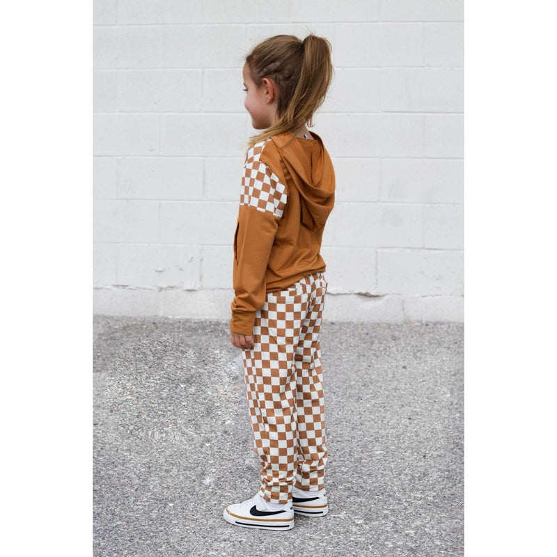 Elevated Bamboo Hoodie - Caramel Checks - Posh Kiddos