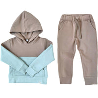 Elevated Hoodie - Taupe Colorblock - Posh Kiddos