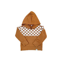 Elevated Bamboo Hoodie - Caramel Checks - Posh Kiddos