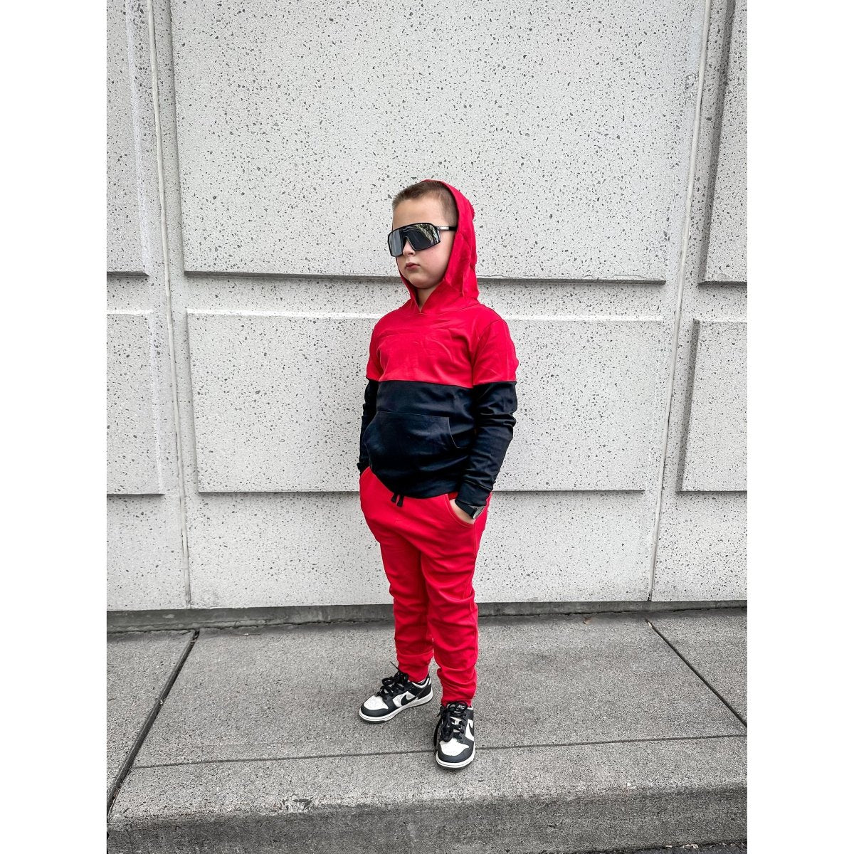 Elevated Hoodie - Red Colorblock - Posh Kiddos