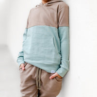 Elevated Hoodie - Taupe Colorblock - Posh Kiddos