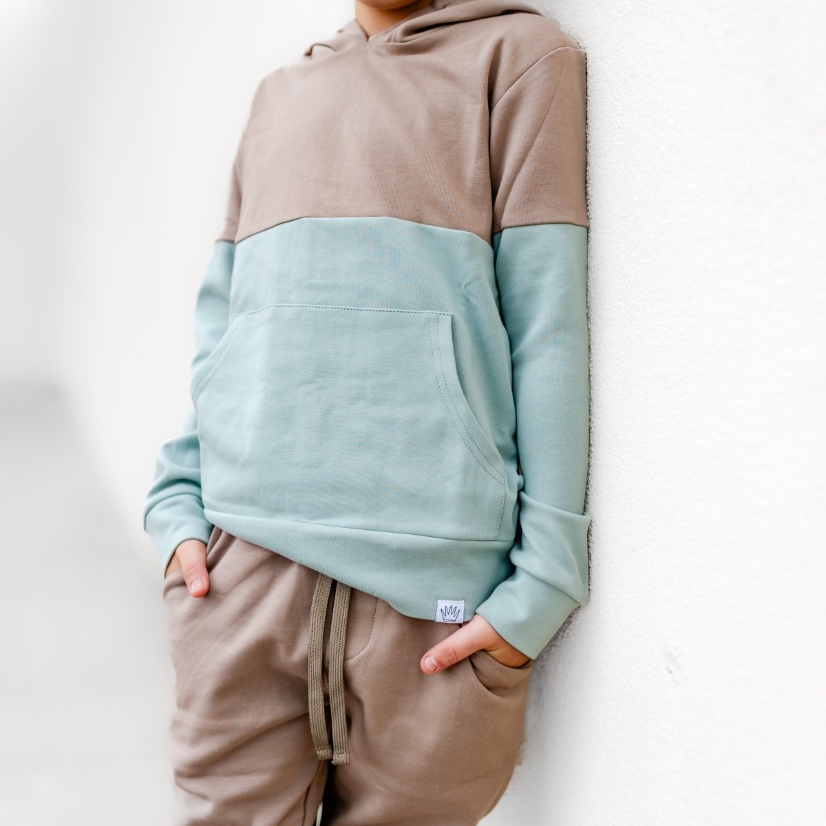 Elevated Hoodie - Taupe Colorblock - Posh Kiddos