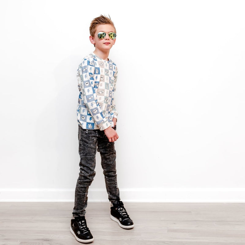 Denim Biker Jeans - Acid Wash - Posh Kiddos