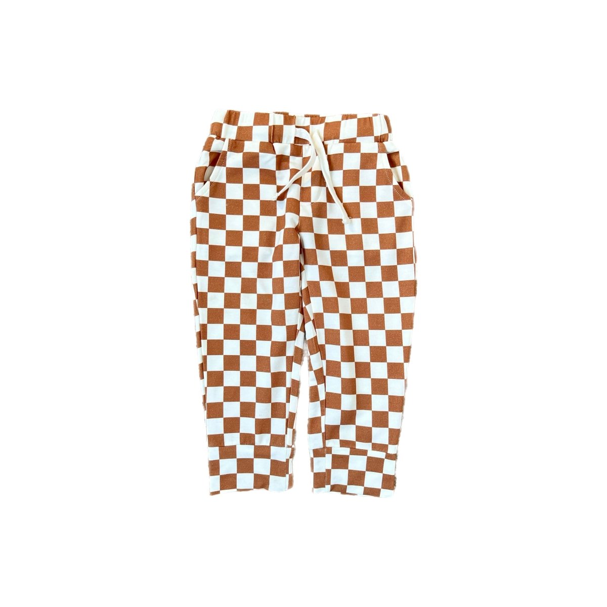 Elevated Bamboo Joggers - Caramel Checks - Posh Kiddos