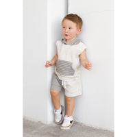 Summer Leisure Shorts- Colorblock Gray - Posh Kiddos