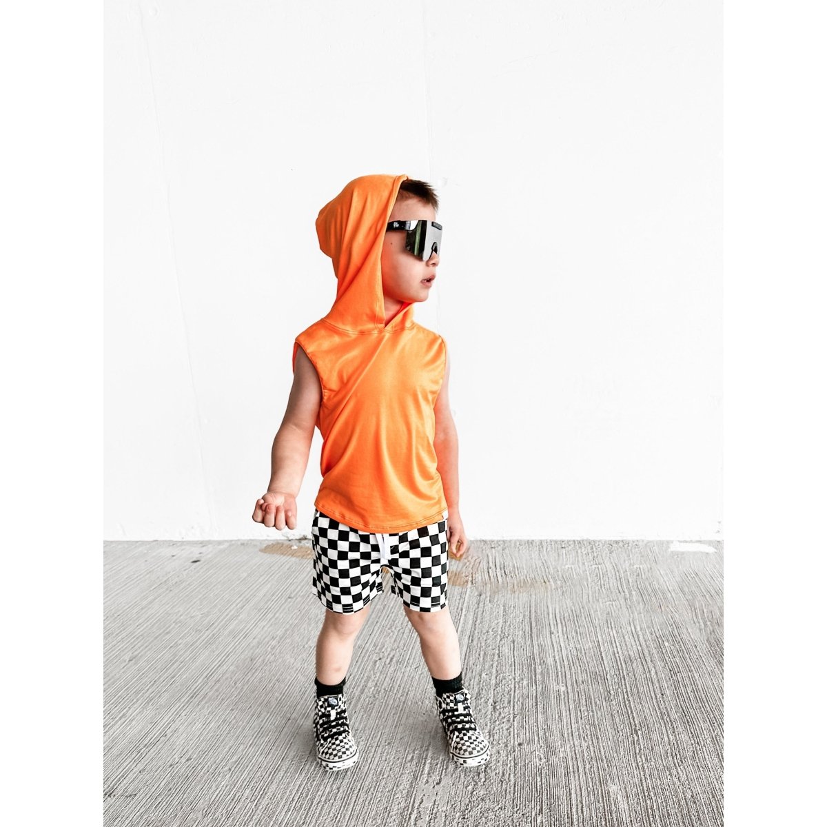 Hooded Tank- Neon Orange - Posh Kiddos