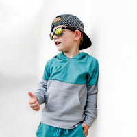 Elevated Hoodie - Teal Colorblock - Posh Kiddos