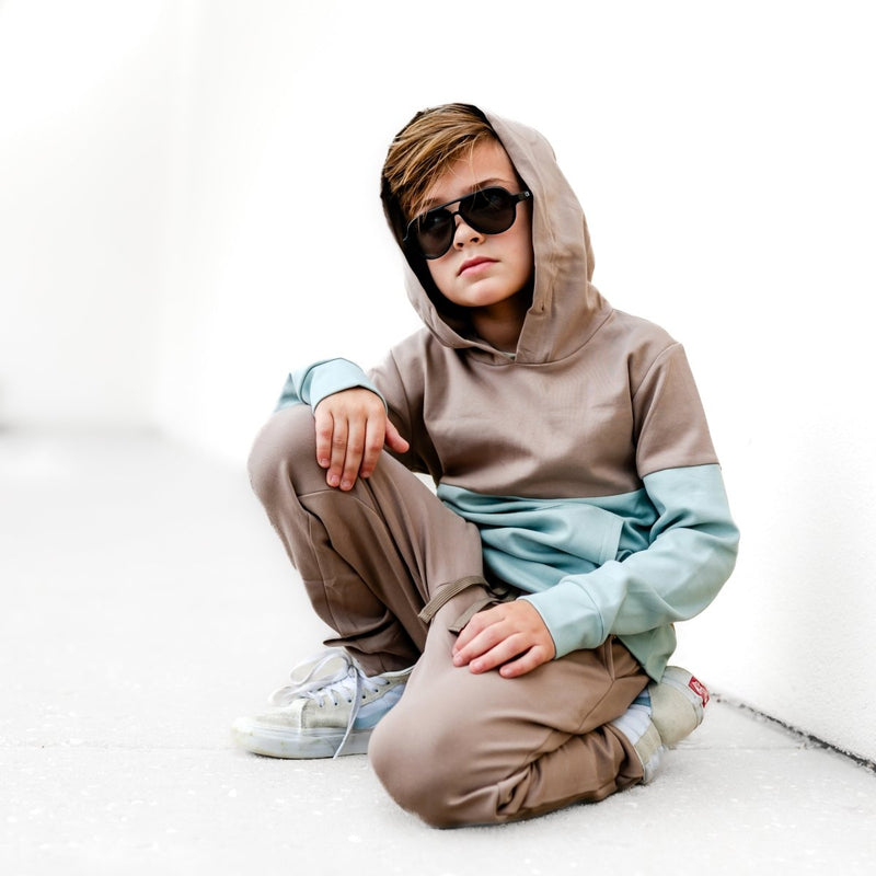 Elevated Hoodie - Taupe Colorblock - Posh Kiddos