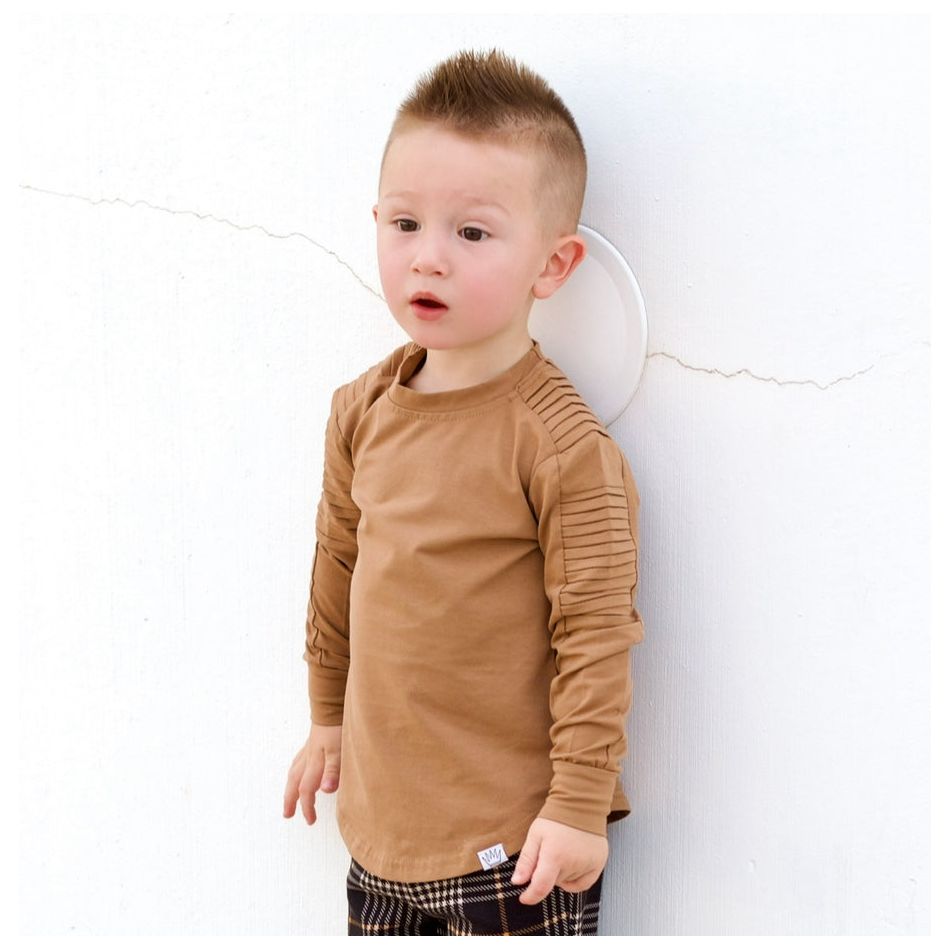 Long Sleeve Biker Shirt - Toasted Nut - Posh Kiddos