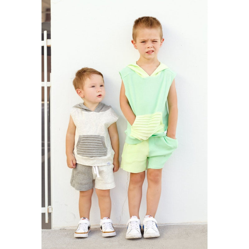 Summer Leisure Shorts- Colorblock Mint - Posh Kiddos