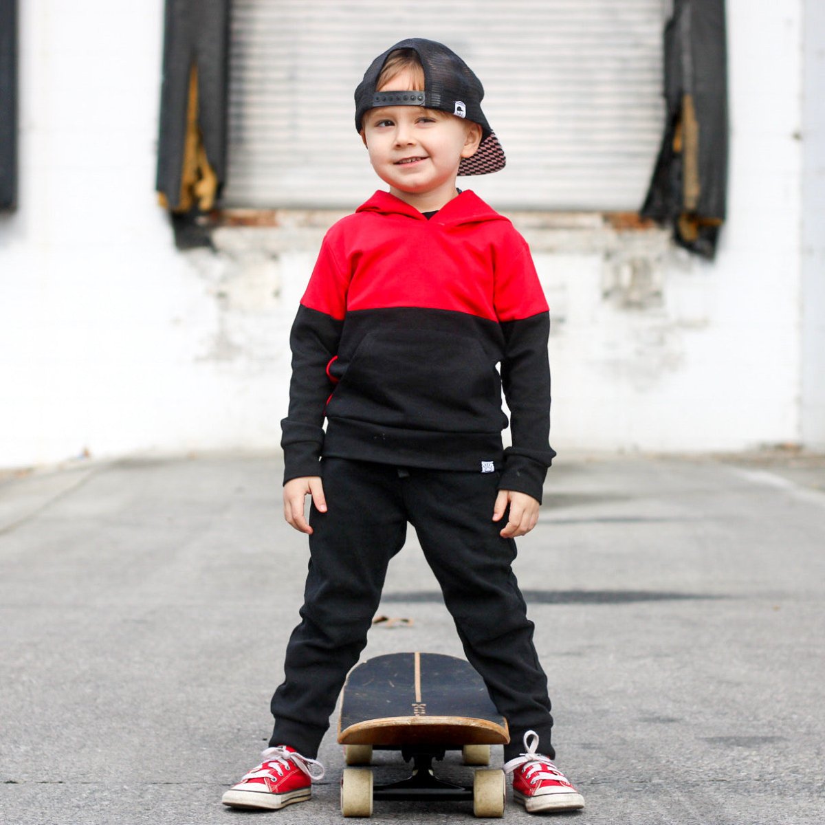 Elevated Hoodie - Red Colorblock - Posh Kiddos