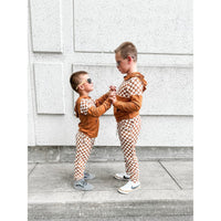 Elevated Bamboo Hoodie - Caramel Checks - Posh Kiddos