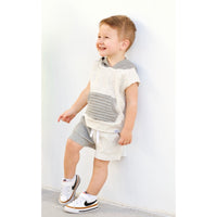 Summer Leisure Shorts- Colorblock Gray - Posh Kiddos