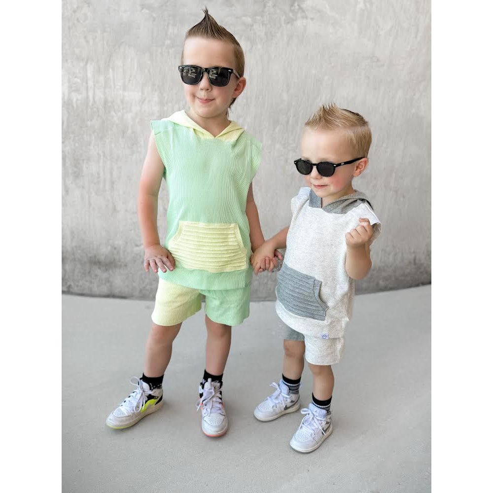 Summer Leisure Shorts - Colorblock Gray - Posh Kiddos