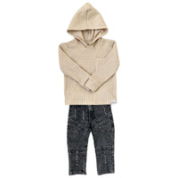 Lounge Waffle Hooded Shirt - Sand - Posh Kiddos