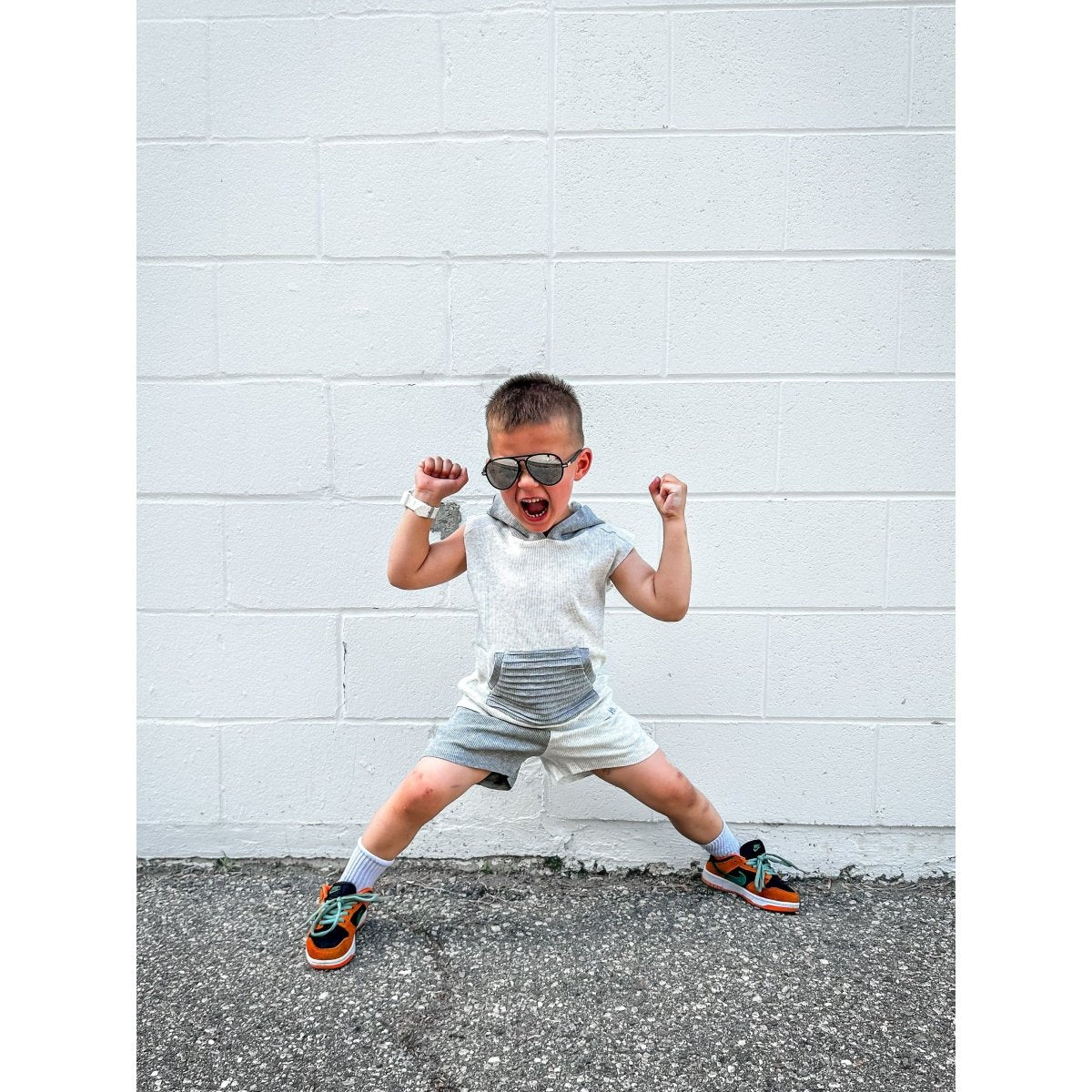 Summer Leisure Shorts - Colorblock Gray - Posh Kiddos