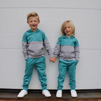 Elevated Hoodie - Teal Colorblock - Posh Kiddos