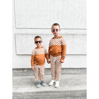 Elevated Bamboo Hoodie - Caramel Checks - Posh Kiddos