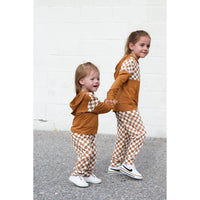 Elevated Bamboo Hoodie - Caramel Checks - Posh Kiddos