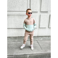 Elevated Hoodie - Taupe Colorblock - Posh Kiddos