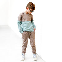 Elevated Hoodie - Taupe Colorblock - Posh Kiddos