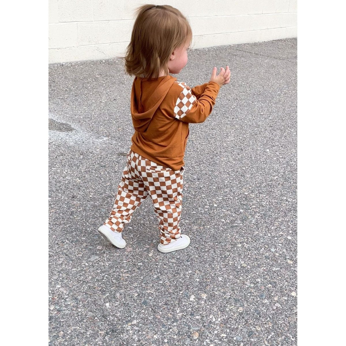 Elevated Bamboo Joggers - Caramel Checks - Posh Kiddos