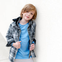 Hooded Flannel Shirt- Black - Posh Kiddos