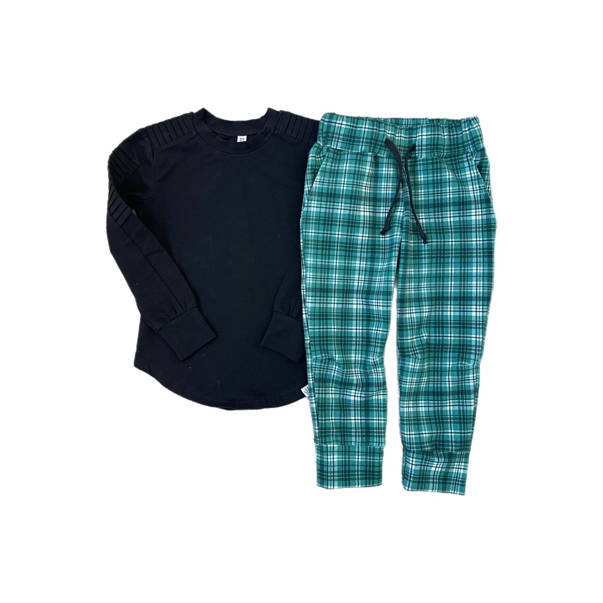 Lounge Joggers- Green Plaid - Posh Kiddos