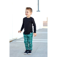 Lounge Joggers- Green Plaid - Posh Kiddos