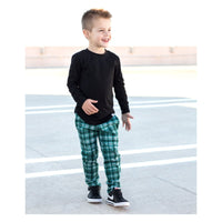 Lounge Joggers- Green Plaid - Posh Kiddos