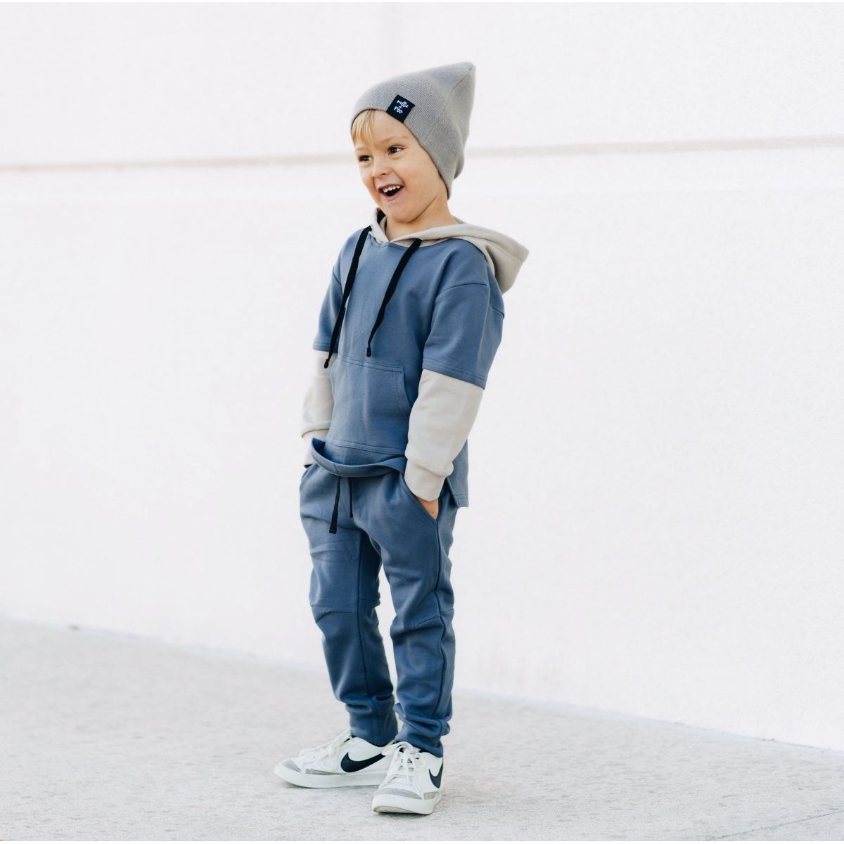 Lounge Hoodie- Smoky Blue - Posh Kiddos