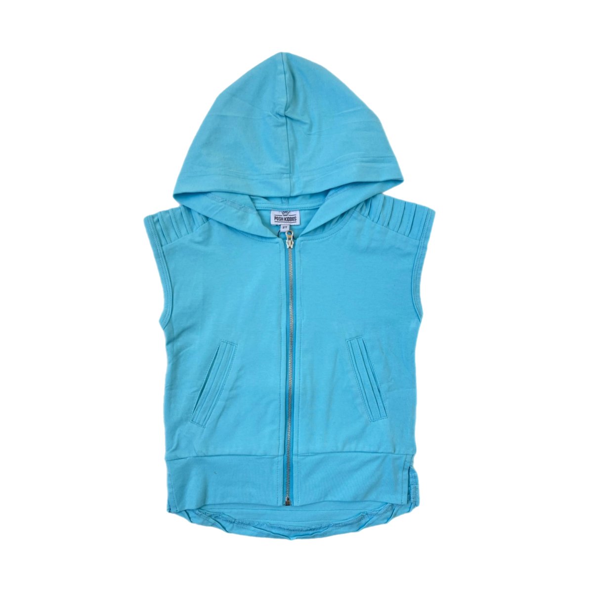 Sleeveless Hoodie Pastel Blue Posh Kiddos