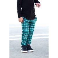 Lounge Joggers- Green Plaid - Posh Kiddos