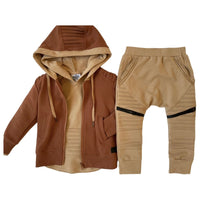 Biker Zip Up Hoodie- Cinnamon - Posh Kiddos