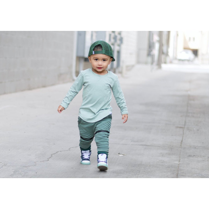 Long Sleeve Biker Shirt- Seafoam - Posh Kiddos