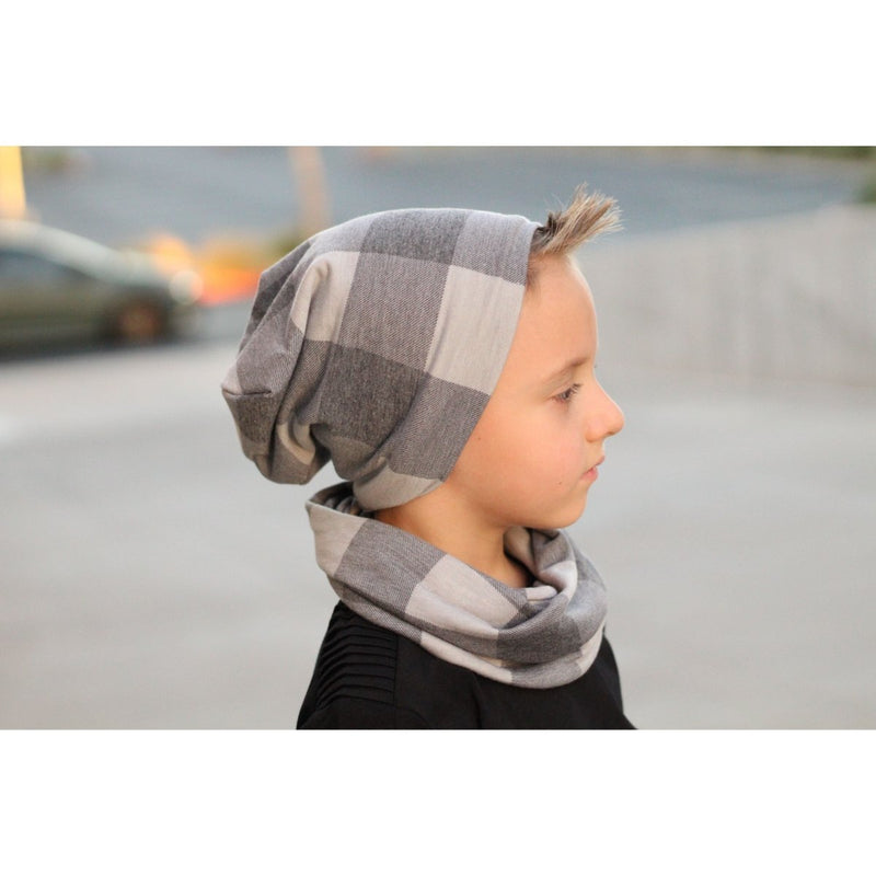 Gray Plaid Beanie - Posh Kiddos