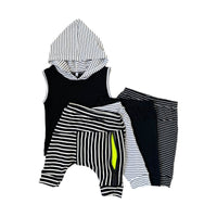 Harem Shorts- Onyx Mini Stripe - Posh Kiddos