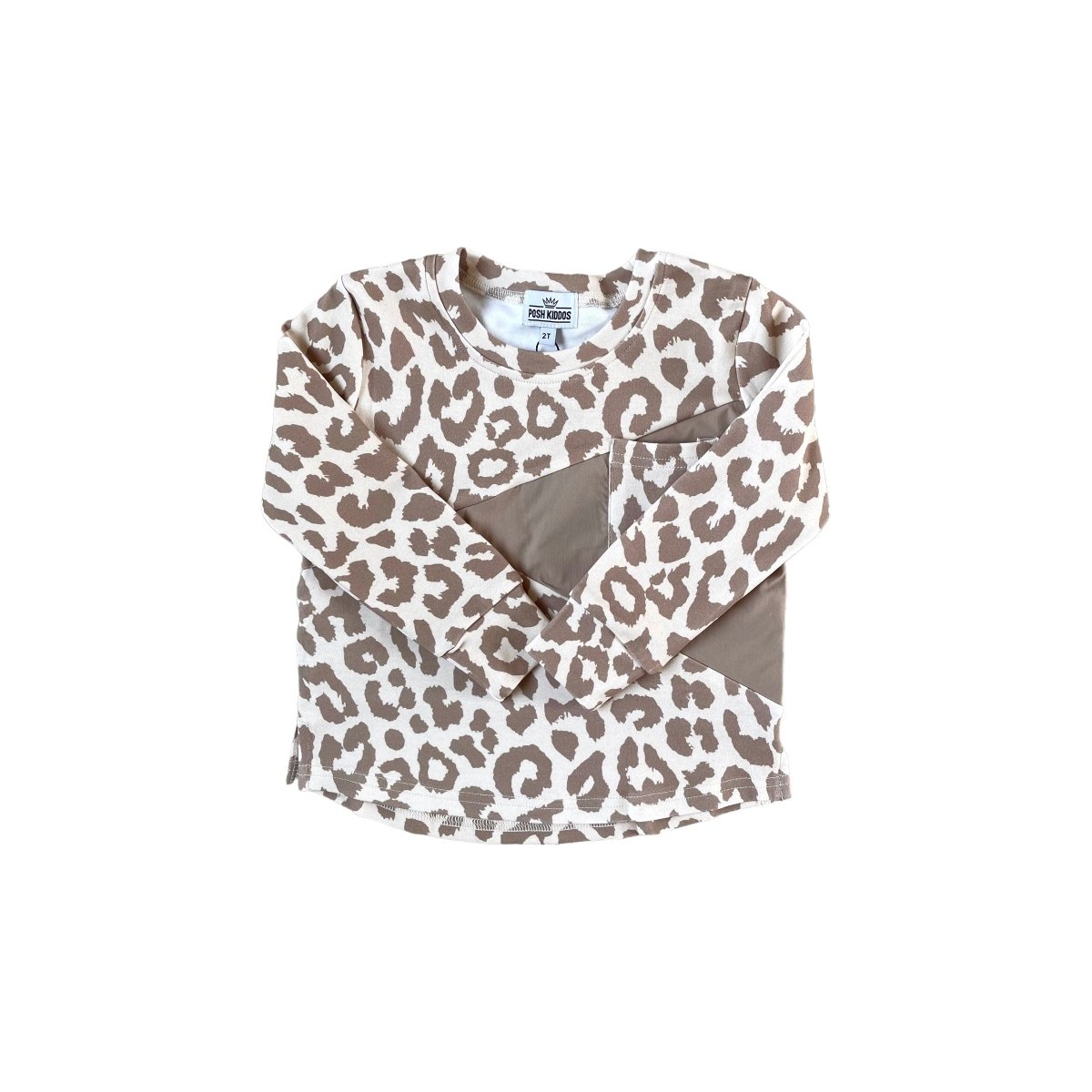 Lux Color Block Shirt- Tan Leopard - Posh Kiddos