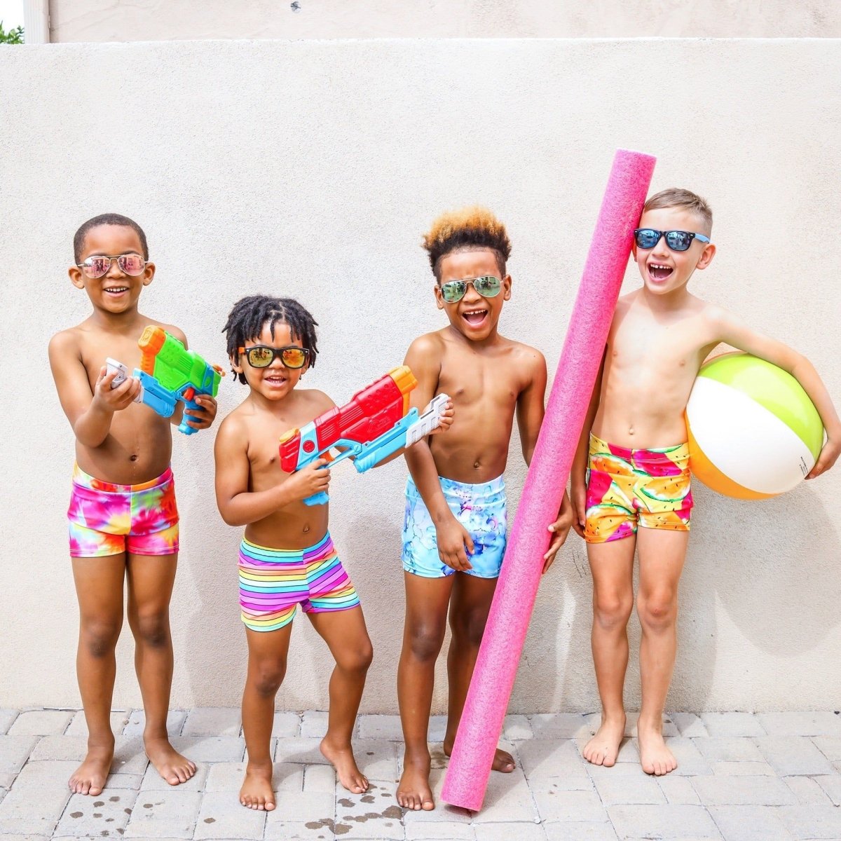 Euro Swim Shorts- Color Burst - Posh Kiddos