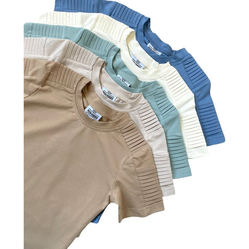 Short Sleeve Biker Shirt- Cream - Posh Kiddos